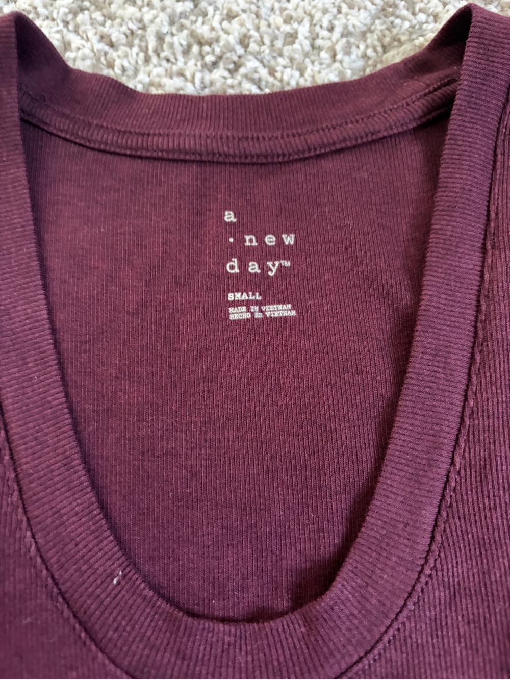a new day Ribbed Scoop Neck Tank Top - Burgundy - Picture 3 of 3